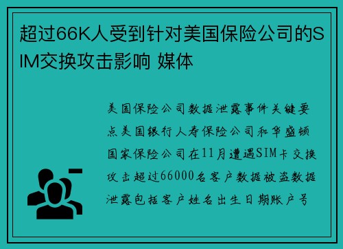 超过66K人受到针对美国保险公司的SIM交换攻击影响 媒体