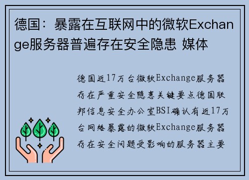 德国：暴露在互联网中的微软Exchange服务器普遍存在安全隐患 媒体