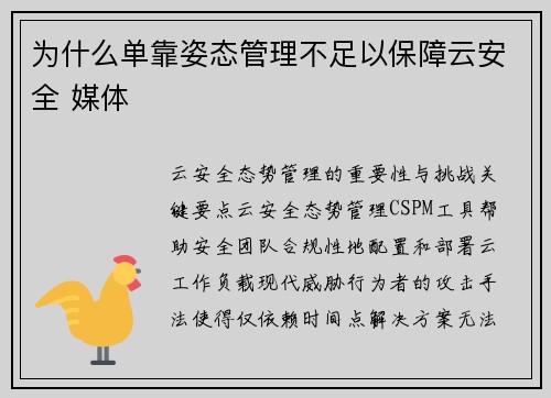 为什么单靠姿态管理不足以保障云安全 媒体