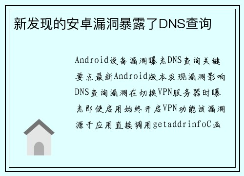 新发现的安卓漏洞暴露了DNS查询 
